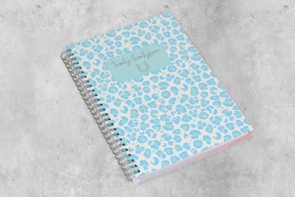 Wire-o bound workbook lying flat